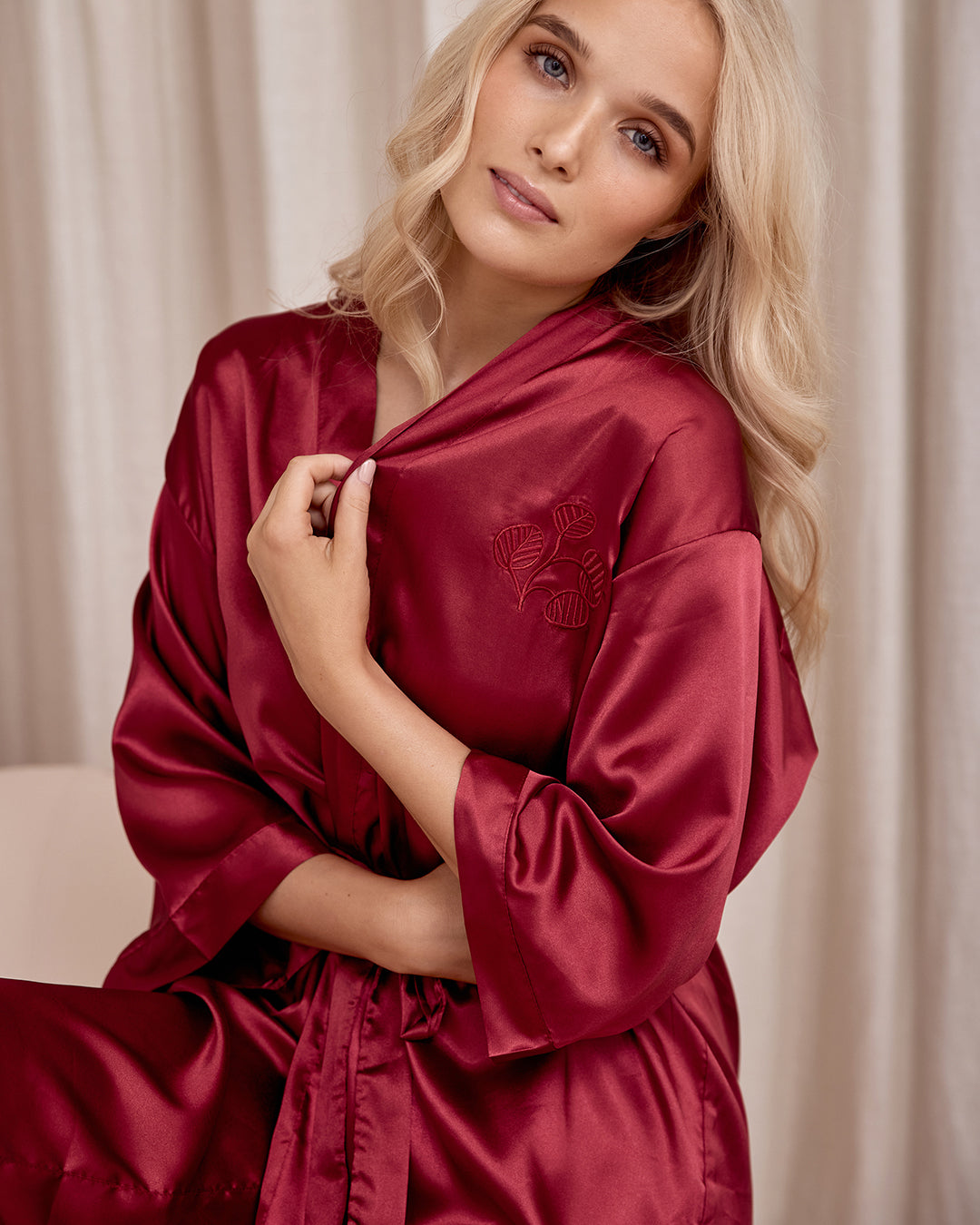 Satin Robe - Ruby